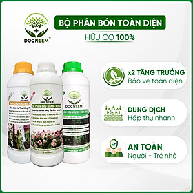 Combo Phân bón toàn diện Đậu tương Humic, Dịch chuối, Kích Hoa (3 lít), thương hiệu Docneem, cung cấp dinh dưỡng chuyên biệt cho từng giai đoạn phát triển của cây kiểng, hoa hồng, hoa lan, nguồn gốc hữu cơ, an toàn dễ sử dụng