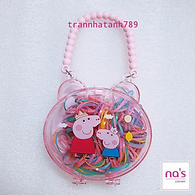 Hộp ví kèm thun cột tóc siêu dày có tay xách cho bé nhiều mẫu dễ thương