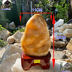 Mua Trụ đá thạch anh bông vàng vật phẩm phong thủy may mắn chiêu tài lộc-1.35kg (KT: 20 x 11 cm) - TAV148