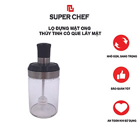 Lọ Đựng Mật Ong Thủy Tinh Có Que Lấy Mật Super Chef Tiện Lợi, An Toàn cho Sức Khỏe