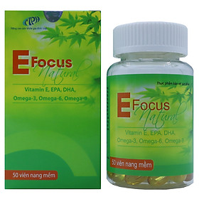 Vitamin E tự nhiên - E Focus Natural - làm chậm lão hóa, nuôi dưỡng da và tóc, điều hòa nội tiết tố - SP chính hãng, đạt tiêu chuẩn GMP - WHO. Lọ 50 viên