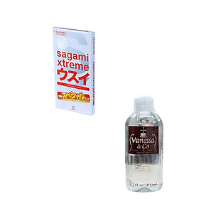 Bao cao su siêu mỏng Sagami Super thin (hộp 2 chiếc) tặng Gel Bôi Trơn 200ml