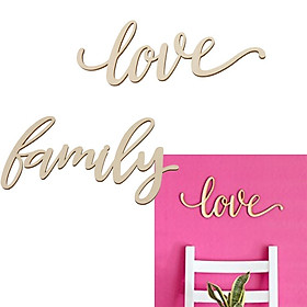 2 x Family LOVE Unfinished Wooden Sign Embellishment Home Rustic Wall Art