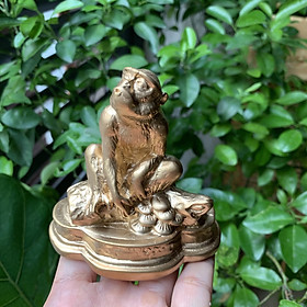 Mua Tượng đá trang trí phong thủy Khỉ Cát Tường - Cao 10cm - Màu nhũ đồng