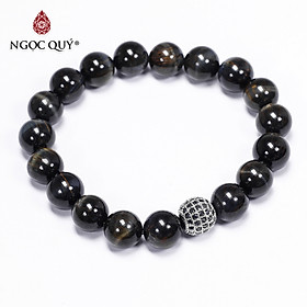 Vòng tay đá mắt hổ xanh đen phối charm hợp kim đính đá mệnh thủy, mộc - Ngọc Quý Gemstones