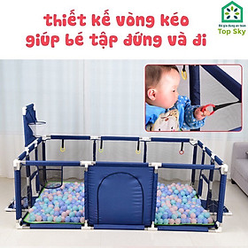 Quây Cũi Kiêm Nhà Bóng Khung Inox Cho Bé - Quây Bóng Cho Bé Hình Chữ Nhật - Hình vuông Có Ném Bóng Rổ - Hàng Chính hãng.