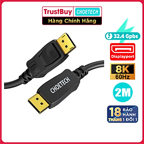 Dây Cáp DisplayPort 2 Đầu Đực Dài 2M 1.2 Phân Giải 8K 60hz Tốc Độ 32.4Gbps CHOETECH XDD01 - Hàng Chính Hãng