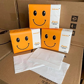 Mua 1 thùng (30 gói) Giấy ăn mặt cười SAKARA mặt cười 1 tờ 4 lớp mềm dai không bụi giấy lau an toàn cho sức khoẻ