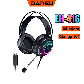 Tai Nghe Gaming DAREU EH416 RGB Giả Lập 7.1 Cắm Cổng USB Âm Trầm Bass Cực Phê - Hàng Chính Hãng
