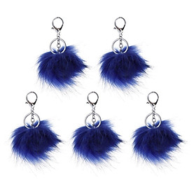 5pcs Fluffy Pom Pom Keychain Artificial Fur Ball Keychain Fluffy Accessories Car Bag Charm