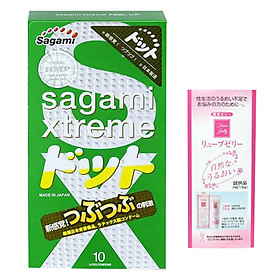 Bao Gai Nhỏ Sagami Extreme Green Nhật Bản (Hộp 10 Chiếc) - Không Mùi Cao Su - Tặng Kèm Gel Jex - Che Tên Sản Phẩm