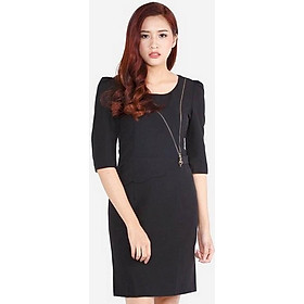 Đầm tay lỡ phối khóa kéo The One Fashion DDY1731DE