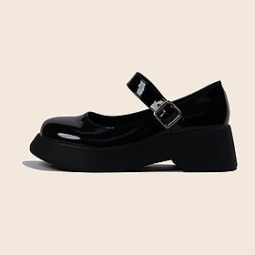 Giày Mary Jane Đế Cao Giày BOM Da Bóng Da Lì Phong Cách Vintage Siêu Xinh Có Sẵn B1373
