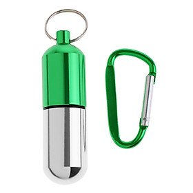 Aluminum Alloy Waterproof Pill Box Drug Holder Container + Keychain