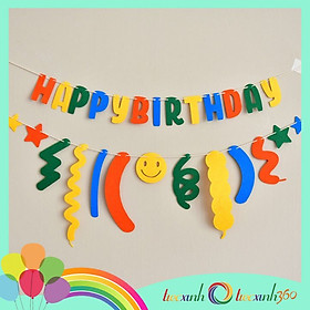 Hình ảnh Set phụ kiện trang trí sinh nhật Happy Birthday confetti vải nỉ