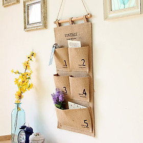 Cotton Hemp Multi-layer hanging digital storage bag daily supplies