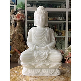 Mua Tượng Phật Thích Ca Đá Cẩm Thạch Trắng - cao 30cm