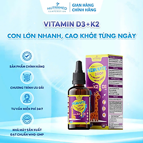 Menuvite Drop hỗ trợ bổ sung Vitamin D3 K2 giúp tăng cường hấp thu Canxi giảm nguy cơ còi xương - Nutramed