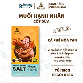 LION CAFE - Cà phê hòa tan 4in1- Muối Hạnh nhân Cốt dừa - Hộp 180g (10 gói x 18g)
