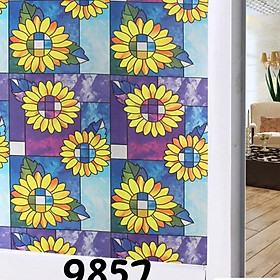 Mua Miếng decan Dán Kính hình Hoa Hướng Dương T076 trang trí cửa phòng khổ 90cmx100cm