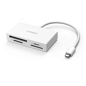 Mua Ugreen UG40445US214TK 15CM màu Trắng Đầu đọc thẻ USB TYPE C sang 4 cổng TF + SD + CF + MS 4.0 - HÀNG CHÍNH HÃNG