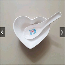 Mua Chén(bát) trái tim giả sứ Horeca nhựa Melamine màu trắng cao cấp đựng xôi chè thôi nôi