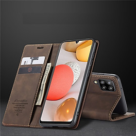 Bao da bò dạng ví dành cho Samsung Galaxy A12 mẫu case hàng nhập khẩu