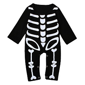 One Piece Skeleton Halloween Costume Bodysuit Baby Boys Girls Play Romper 70