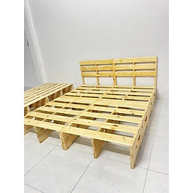 GIƯỜNG PALLET CHÂN CAO 30cm CÓ ĐẦU GIƯỜNG ĐỦ SIZE