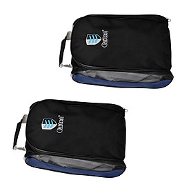 2 Pieces Portable Breathable Golf Shoes Bag Zippered Sports Shoes Case Black