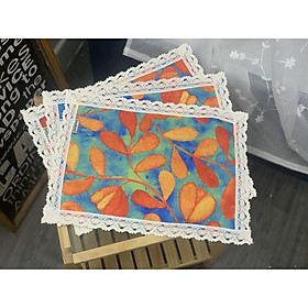 Mua Khăn lót trang trí bàn ăn  dụng cụ ăn mẫu lá cam Bắc Âu - TBA449