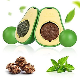 Bóng cỏ mèo, 2 phòng xoay Ball Ball, Ball Tường ăn tự dính, đồ chơi mèo ăn được để làm sạch răng, thu hút mèo, bảo vệ bụng
