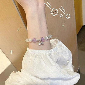 Vòng tay chuỗi ngọc ZenO , lắc tay nữ ngọc có chuông phong cách Hàn Quốc