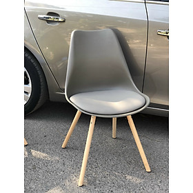 Mua ghế ngồi cafe mặt nhựa có đệm chân gỗ sồi giằng sắt