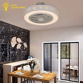 Quạt Trần Có Đèn Led Trang Trí Phòng Khách Phòng Ngủ 3 Ốp Hàn Quốc 8902 Chế Độ Màu Điều Khiển Từ Xa Thông Minh