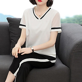 ( HÀNG SẴN) Bộ Đồ Thun Cotton Trung Niên Mềm Mát AB23 - Hàng Quảng Châu Cao Cấp