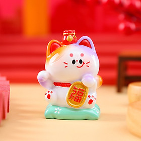 Mua Tượng Trang Trí Mèo Lucky Ngồi Đệm Hoa Trang Trí Decord xe hơi tiểu cảnh_ Hàng chính hãng