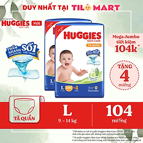 Combo 2 Tã/bỉm quần HUGGIES SKINCARE MEGA JUMBO size L 96+8 miếng