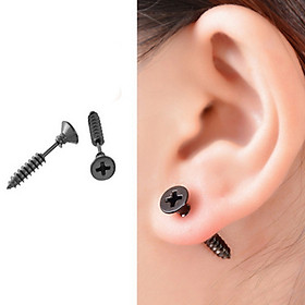 Bông tai nam inox thời trang kiểu tu vít trangsucpt màu đen trangsucpt thép không gỉ PTLTNA126