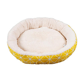 Small Dog Sleeping Bed Cozy Comfortable Nest For Small Dog Cat Yellow Grid-S