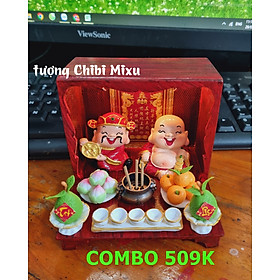 Mua (Chọn mẫu) Bàn thờ Thần Tài Thổ Địa mini (bàn thờ 160K - tượng chibi 4cm) tặng 10 nhang