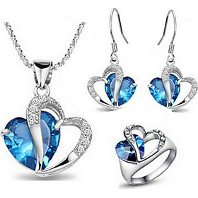 Bộ trang sức 3 món trái tim đôi xanh biển BHB65