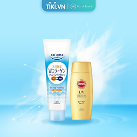 Combo chống nắng, chống nước suncut và sữa rửa mặt dưỡng ẩm mặt làm sạch da softymo kose nhật bản 110g, 190g