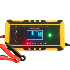 12V / 24V 8A Bộ sạc pin hoàn toàn tự động Màn hình LCD kỹ thuật số Bộ sạc pin cho ô tô Sửa chữa điện Puls