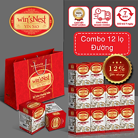 Combo 12 Lọ Nước Yến Sào win'sNest Đường Phèn 12% (70 ml/ Lọ)