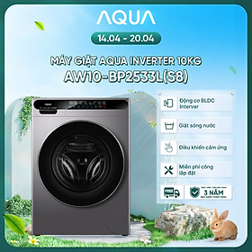 Máy giặt cửa trước AQUA Inverter 10kg AW10-BP2533L(S8) - Bảo hành 2 năm - Freeship toàn quốc - Hàng chính hãng