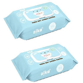 Combo 2 gói khăn giấy ướt Aiko kháng khuẩn xanh  100 tờ gói