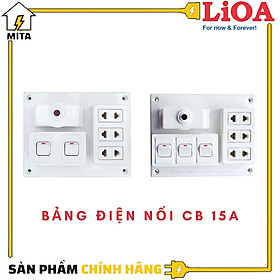 Hình ảnh Bảng điện nổi LiOA CB 15A có 3 ổ cắm 2 - 3 công tắc