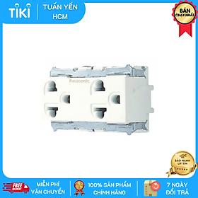 Mua Ổ cắm đôi Panasonic WNG159237W Full Color có dây nối đất  bắt vít - Hàng chính hãng