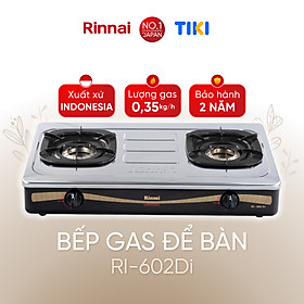 Bếp gas dương Rinnai RI-602Di mặt bếp inox và kiềng bếp men - Hàng chính hãng.